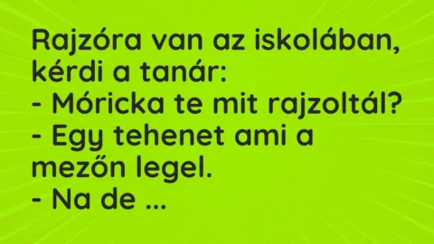 Vicc: Rajzóra van az iskolában, kérdi a tanár:
– Móricka te mit… Vicc: Rajzóra van az iskolában, kérdi a tanár:
– Móricka te mit…
