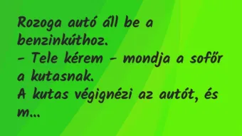 Vicc: Rozoga autó áll be a benzinkúthoz. – Tele kérem – mondja a sofőr… Vicc: Rozoga autó áll be a benzinkúthoz. – Tele kérem – mondja a sofőr…