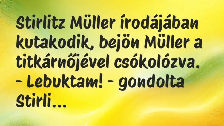 Vicc: Stirlitz Müller írodájában kutakodik, bejön Müller a titkárnőjével… Vicc: Stirlitz Müller írodájában kutakodik, bejön Müller a titkárnőjével…