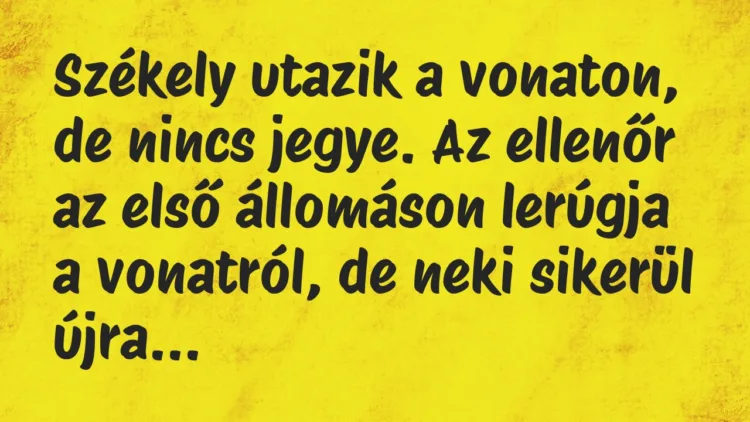 Vicc: Székely utazik a vonaton, de nincs jegye. Az ellenőr az első állomáson…