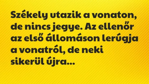 Vicc: Székely utazik a vonaton, de nincs jegye. Az ellenőr az első állomáson…