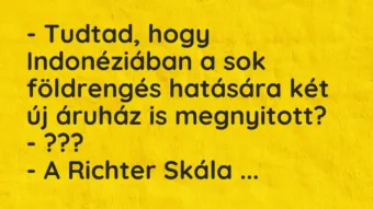 Vicc: – Tudtad, hogy Indonéziában a sok földrengés hatására két új áruház is…