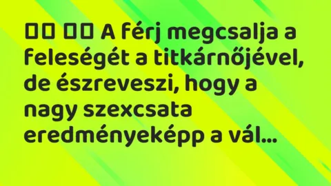 Viccek: 
		  
		  A férj megcsalja a feleségét a titkárnőjével, de …