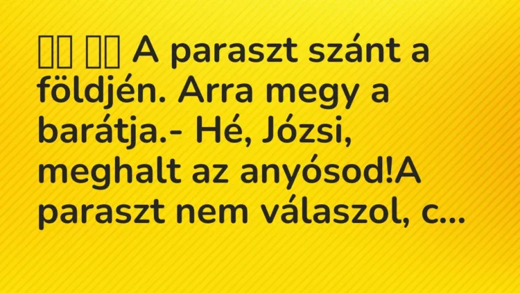 Viccek:
A paraszt szánt a földjén. Arra megy a… Viccek:
A paraszt szánt a földjén. Arra megy a…