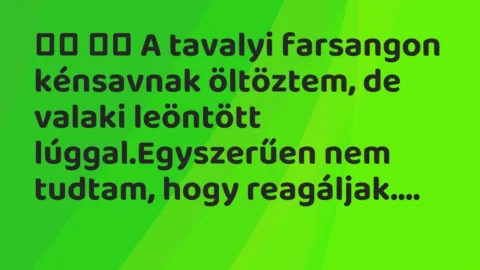 Viccek:
A tavalyi farsangon kénsavnak öltöztem, de valaki… Viccek:
A tavalyi farsangon kénsavnak öltöztem, de valaki…