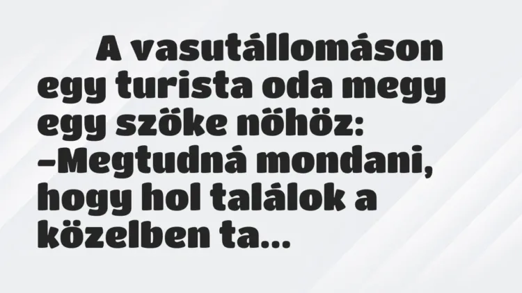 Viccek:
A vasutállomáson egy turista oda megy egy szőke… Viccek:
A vasutállomáson egy turista oda megy egy szőke…
