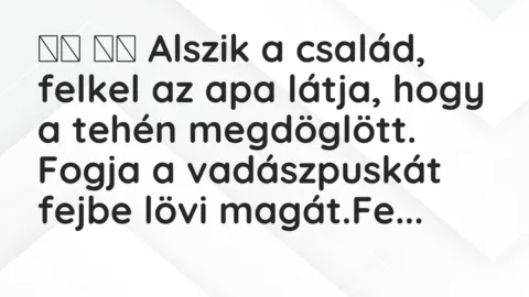 Viccek: 
		  
		  Alszik a család, felkel az apa látja, hogy a…