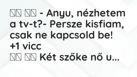 Viccek: 
		  
		  – Anyu, nézhetem a tv-t?- Persze kisfiam,…