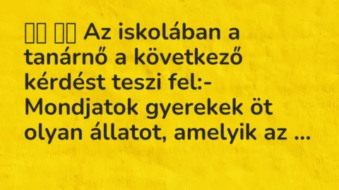 Viccek: 
		  
		  Az iskolában a tanárnő a következő kérdést teszi …