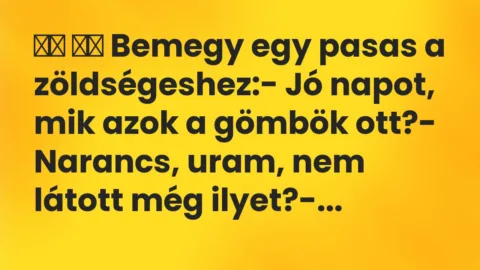 Viccek: 
		  
		  Bemegy egy pasas a zöldségeshez:- Jó napot,…