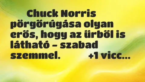 Viccek: 
		  
		  Chuck Norris pörgőrúgása olyan erős, hogy az…
