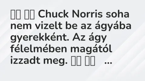 Viccek: 
		  
		  Chuck Norris soha nem vizelt be az ágyába…