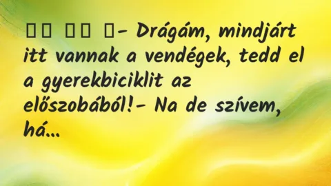 Viccek: 
		  
		  ‎- Drágám, mindjárt itt vannak a vendégek, tedd…