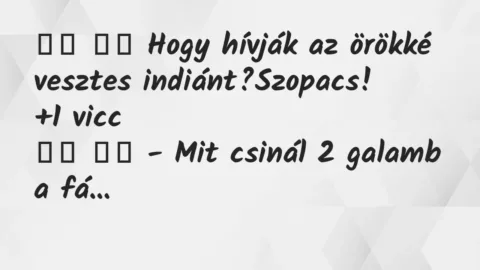 Viccek:
Hogy hívják az örökké vesztes… Viccek:
Hogy hívják az örökké vesztes…