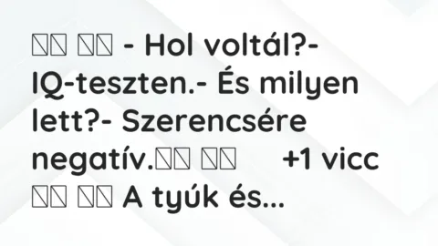 Viccek: 
		  
		  – Hol voltál?- IQ-teszten.- És milyen…