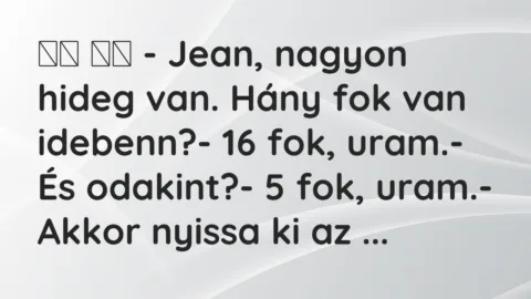 Viccek: 
		  
		  – Jean, nagyon hideg van. Hány fok van…