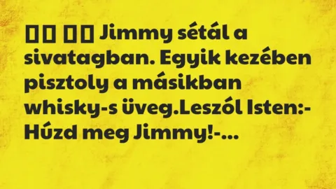 Viccek: 
		  
		  Jimmy sétál a sivatagban. Egyik kezében pisztoly …