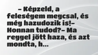 Viccek: – Képzeld, a feleségem megcsal, és még hazudozik …