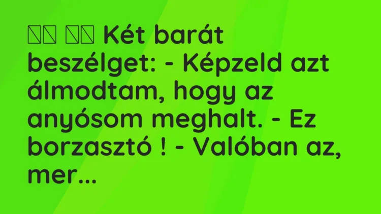 Viccek: Két barát beszélget: – Képzeld azt álmodtam, hogy…