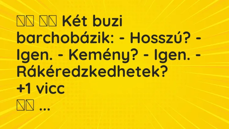 Viccek: Két buzi barchobázik: – Hosszú? – Igen….