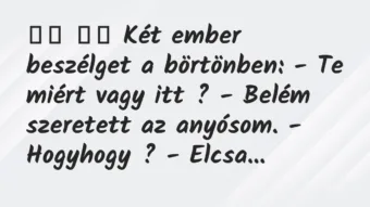 Viccek: Két ember beszélget a börtönben: – Te miért vagy …