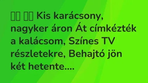 Viccek: 
		  
		  Kis karácsony, nagyker áron Át címkézték a…