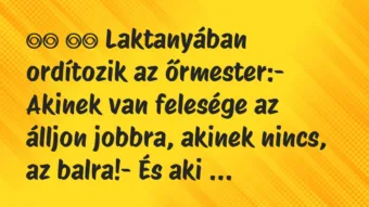 Viccek: Laktanyában ordítozik az őrmester:- Akinek…