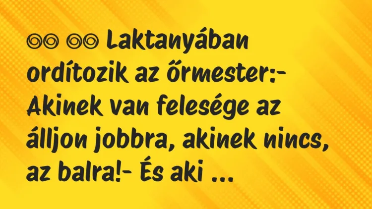 Viccek: Laktanyában ordítozik az őrmester:- Akinek…