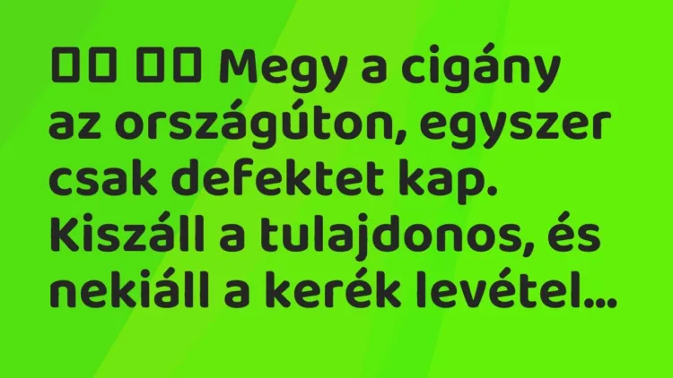 Viccek:
Megy a cigány az országúton, egyszer csak… Viccek:
Megy a cigány az országúton, egyszer csak…