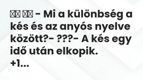 Viccek: 
		  
		  – Mi a különbség a kés és az anyós nyelve…