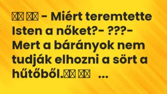 Viccek: – Miért teremtette Isten a nőket?- ???-… Viccek: – Miért teremtette Isten a nőket?- ???-…