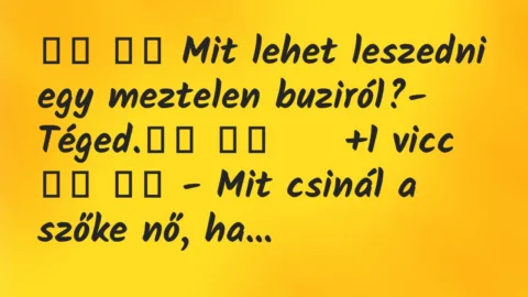 Viccek:
Mit lehet leszedni egy meztelen buziról?-… Viccek:
Mit lehet leszedni egy meztelen buziról?-…
