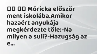 Viccek: Móricka először ment iskolába.Amikor hazaért…
