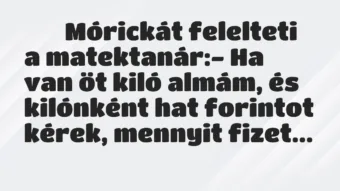 Viccek: Mórickát felelteti a matektanár:- Ha van öt… Viccek: Mórickát felelteti a matektanár:- Ha van öt…