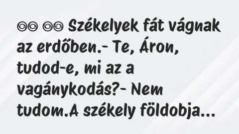 Viccek: 
		  
		  Székelyek fát vágnak az erdőben.- Te, Áron,…