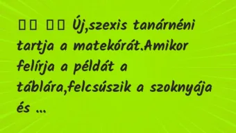 Viccek: Új,szexis tanárnéni tartja a matekórát.Amikor…