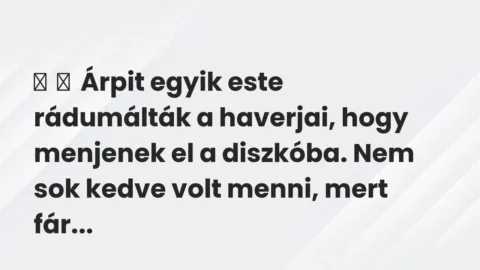 Vicces történet: 
	    	    Árpit egyik este rádumálták a haverjai, hogy menjenek el a …