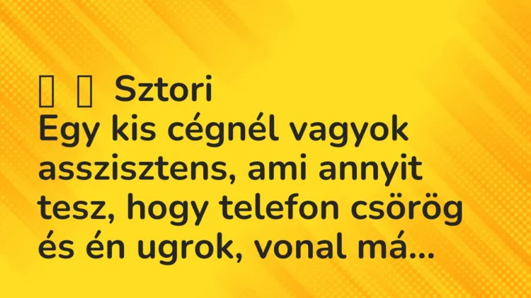 Vicces történet: Sztori Egy kis cégnél vagyok asszisztens, ami annyit …
