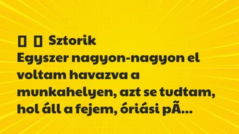 Vicces történet: 
	    	    Sztorik


Egyszer nagyon-nagyon el voltam havazva a…