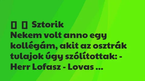 Vicces történet: 
	    	    Sztorik


Nekem volt anno egy kollégám, akit az osztrák…