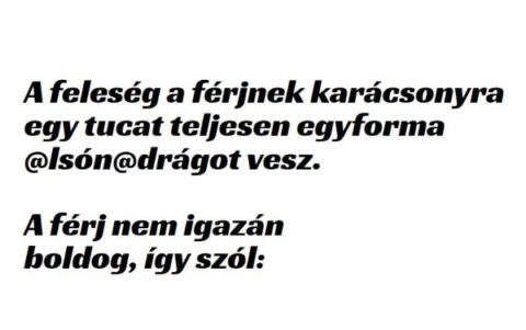 Vicc: A feleség a férjnek karácsonyra egy tucat teljesen egyforma Vicc: A feleség a férjnek karácsonyra egy tucat teljesen egyforma -…
