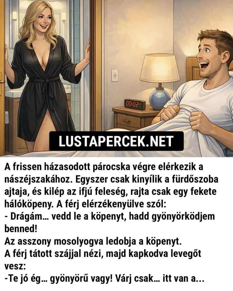 Vicc: A frissen házasodott párocska végre elérkezik a nászéjszakához Vicc: A frissen házasodott párocska végre elérkezik a nászéjszakához