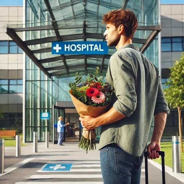 Vicc: Bemegy a férj a kórházba egy virágcsokorral - Vicc: Bemegy a férj a kórházba egy virágcsokorral –
