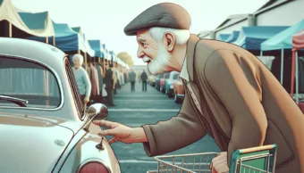 Vicc: Egy idős bácsi elmegy a kirakodóvásárra, és lát egy csodálatos új kocsit…