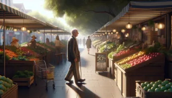 Vicc: Egy nyugdíjas bácsi sétál a piacon, és meglát egy hirdetést: „Nyugdíjasoknak 50% kedvezmény…