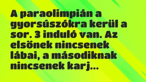 A paraolimpián a gyorsúszókra kerül a sor. 3 induló van. Az elsőnek… – Vicc