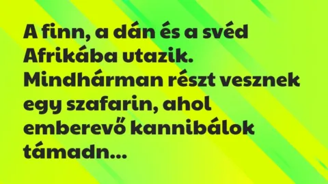 Vicc: A finn, a dán és a svéd Afrikába utazik. Mindhárman részt vesznek egy…