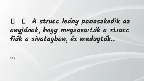 Vicc: 
	    	    A strucc leány panaszkodik az anyjának, hogy megzavarták a …