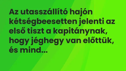 Vicc: Az utasszállító hajón kétségbeesetten jelenti az első tiszt a kapitány… Vicc: Az utasszállító hajón kétségbeesetten jelenti az első tiszt a kapitány…