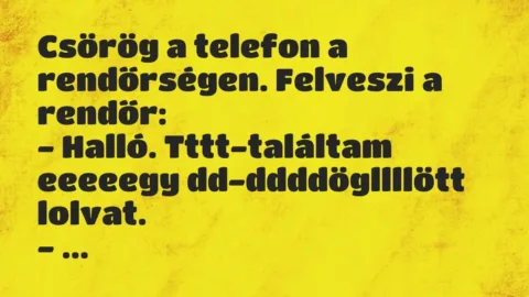 Vicc: Csörög a telefon a rendőrségen. Felveszi a rendőr:

– Halló….